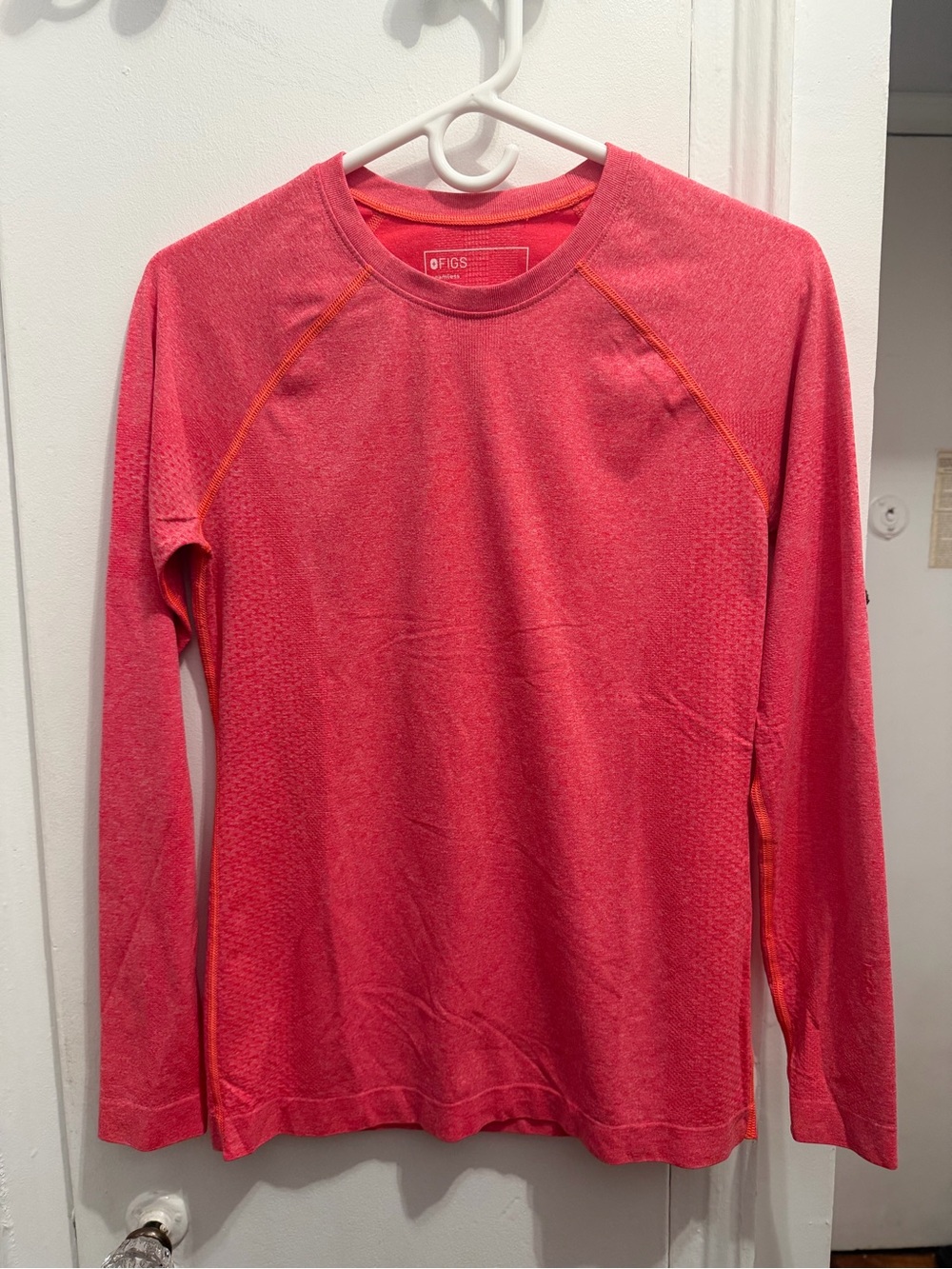 Figs Women’s Salta Seamless- Longsleeve Underscrub - Fiery Coral